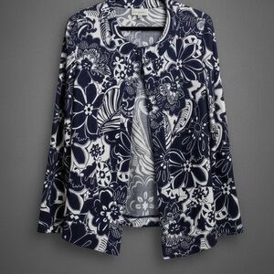 Alfred Dunner NAVY  and WHITE Floral Jacket